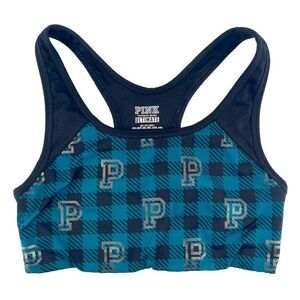 PINK Victoria’s Secret Ultimate Unlined Women’s Blue Black Plaid Sports Bra XS